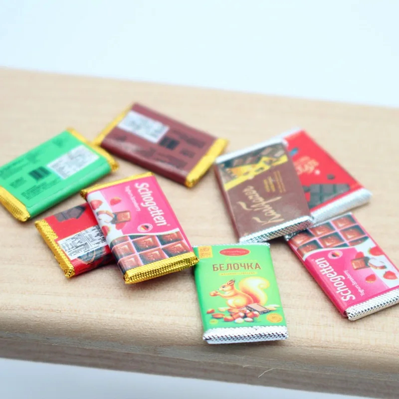 Chocolate Snack - 4 Stück Puppenhaus Mini Schokoladen-Süßigkeiten-Snack-Modell Kleine