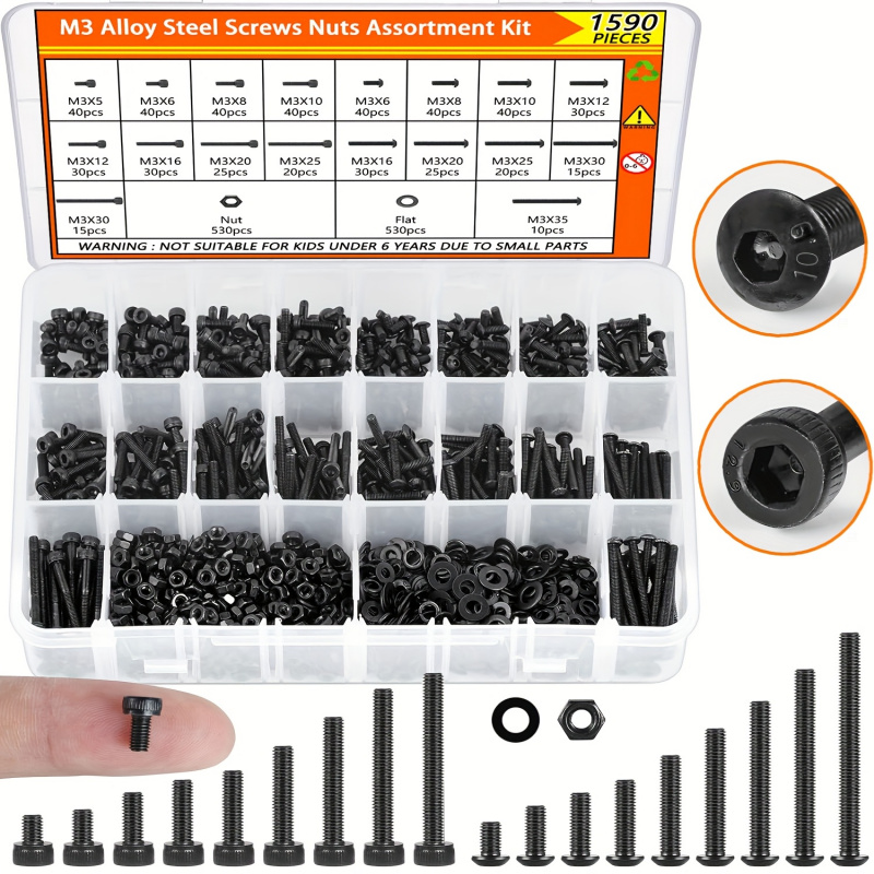 1590-teiliges M3-Schrauben-Sor – Nuts Mix Bewertung und Preis